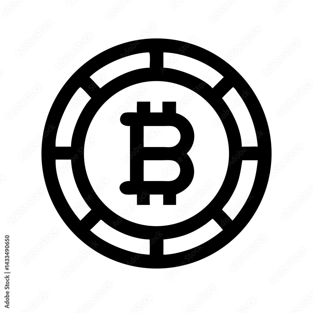 Bitcoin Coin with Border Icon Design Bitcoin Coin with Border Icon Design