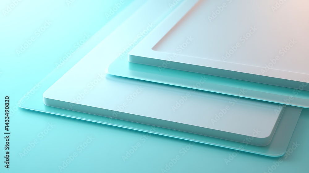 Abstract White Platforms with Teal Background. Abstract White Platforms with Teal Background.