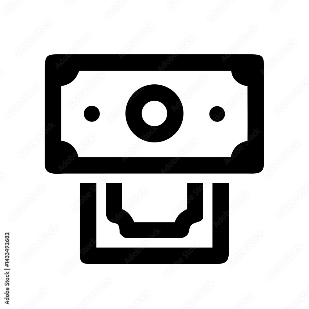 Coin Slot with Currency Note Icon Design Coin Slot with Currency Note Icon Design