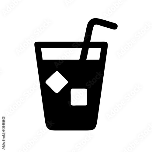 Cold Beverage with Straw Icon Design