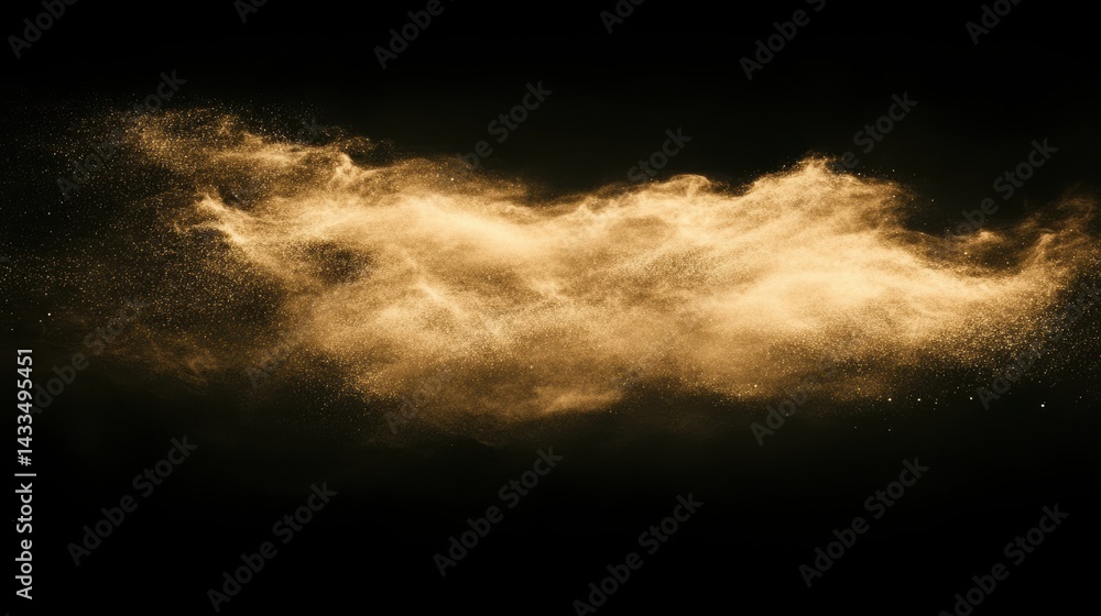 Fototapeta premium Golden dust particles floating in darkness