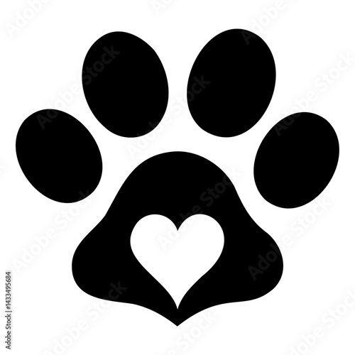 Paw print icon on transparent background