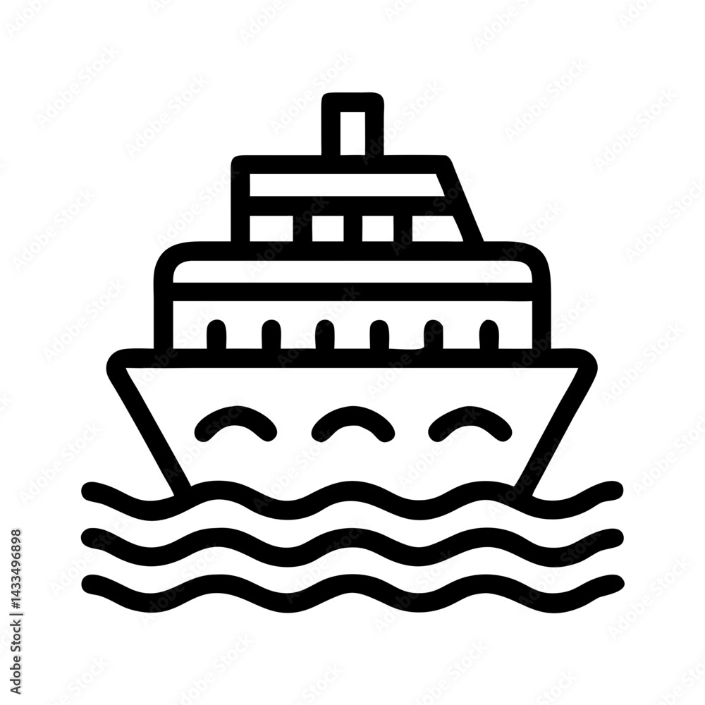 Ferry Boat on Water Icon Design Ferry Boat on Water Icon Design