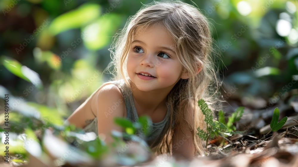Caucasian toddler lying down looking up, embracing nature's tranquility, experiencing serenity in daylight's soft embrace. Caucasian toddler lying down looking up, embracing nature's tranquility, experiencing serenity in daylight's soft embrace.
