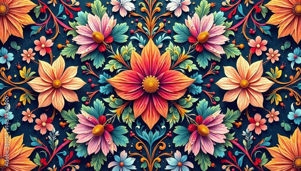 Intricate floral design, repeating seamlessly , wallpaper, geometric, illustration Intricate floral design, repeating seamlessly , wallpaper, geometric, illustration