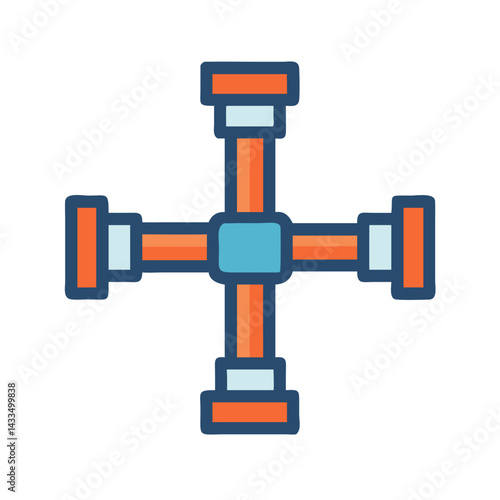 Industrial Pipe Connection Icon Design