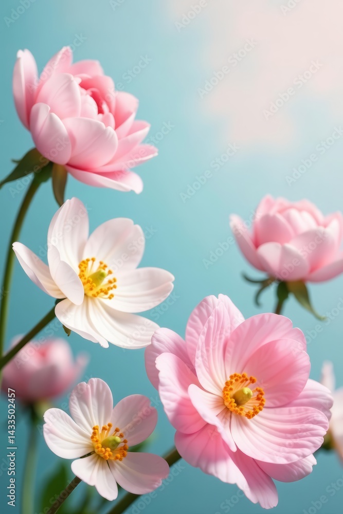Delicate pastel flowers on a soft spring floral background, delicate, pattern Delicate pastel flowers on a soft spring floral background, delicate, pattern
