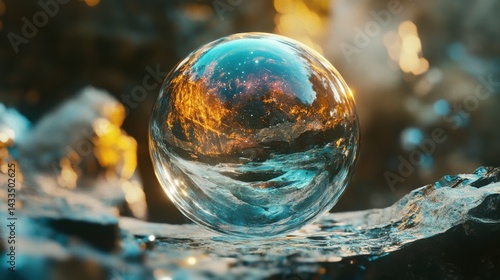 Wallpaper Mural Floating Crystal Sphere Reflecting Cosmic Universe Torontodigital.ca