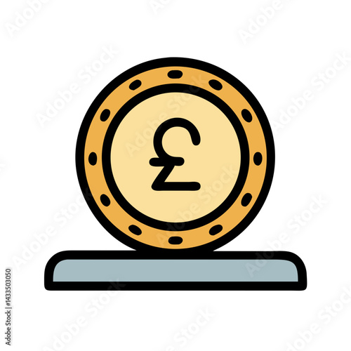 Pound Coin on Flat Surface Icon Design