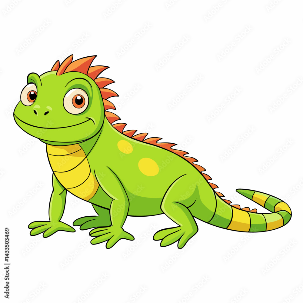 Naklejka premium green chameleon cartoon