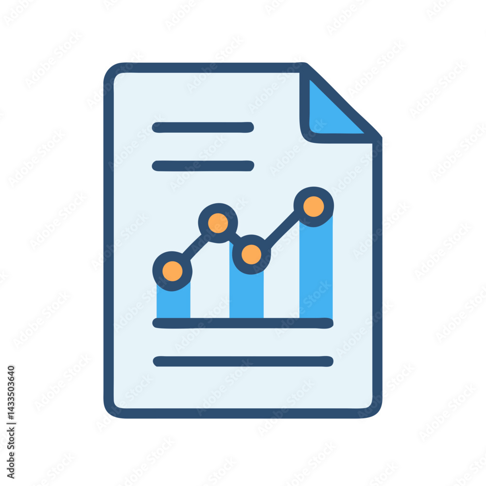 Research Document with Graph Icon Design Research Document with Graph Icon Design