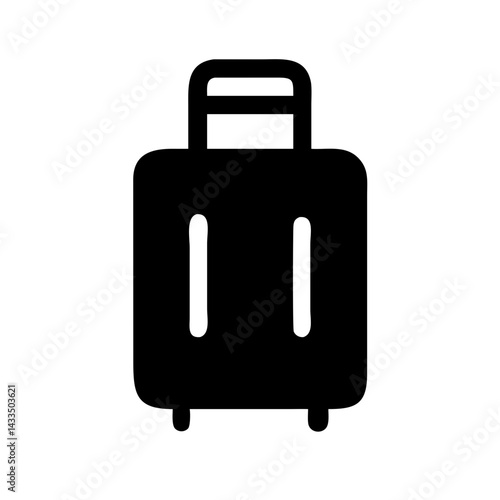 Rolling Suitcase with Handle Icon Design