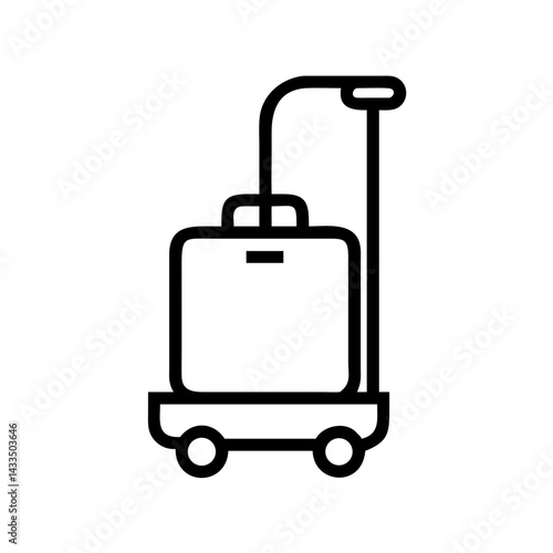 Rolling Suitcase with Handle Icon Design
