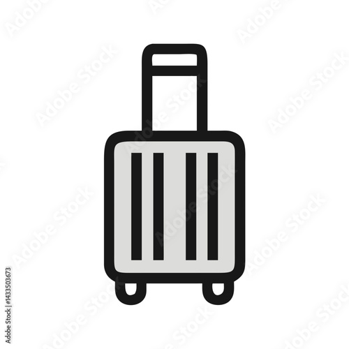 Rolling Suitcase with Handle Icon Design