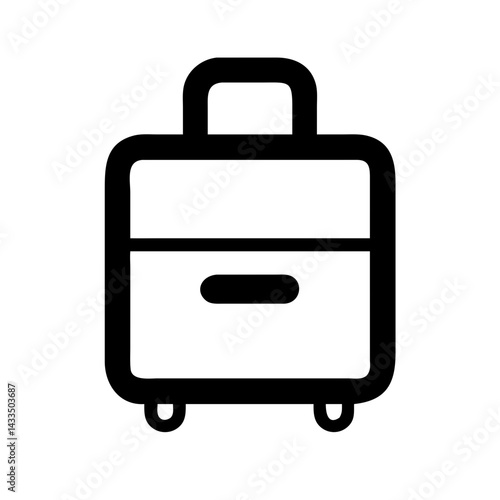Rolling Suitcase with Handle Icon Design