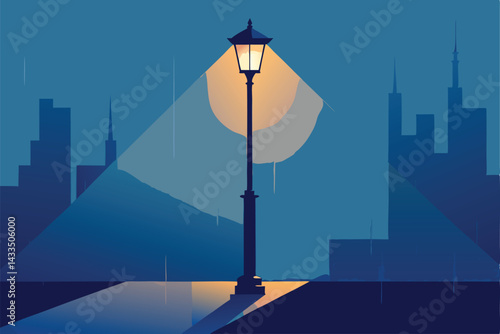 streetlight glow through fog and rain .eps
