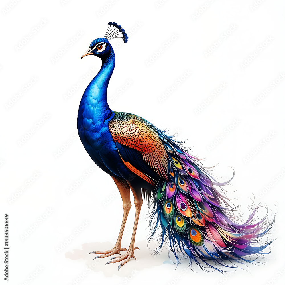Fototapeta premium Realistic Peacock Feather Illustration 