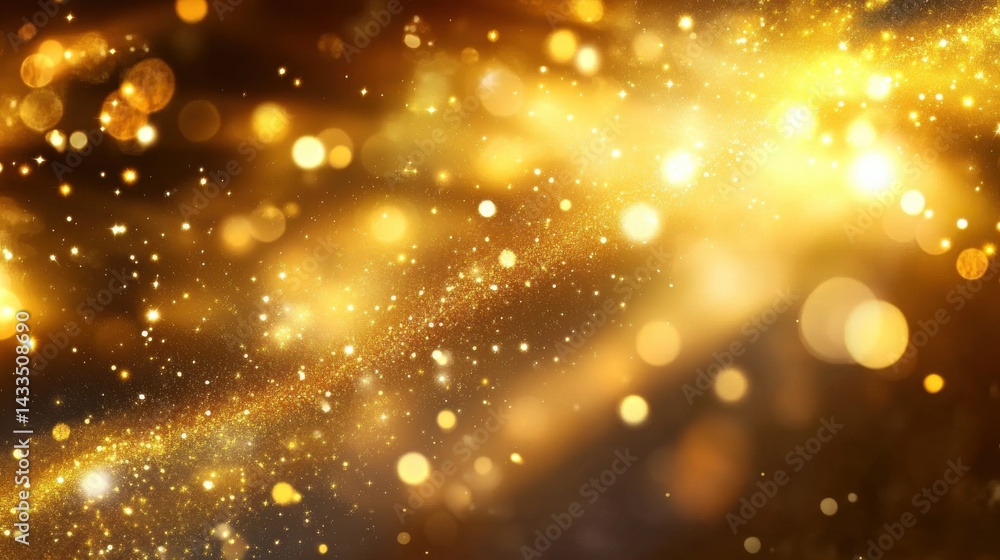 Fototapeta premium Shimmering Gold Particles Floating in Darkness Ultr
