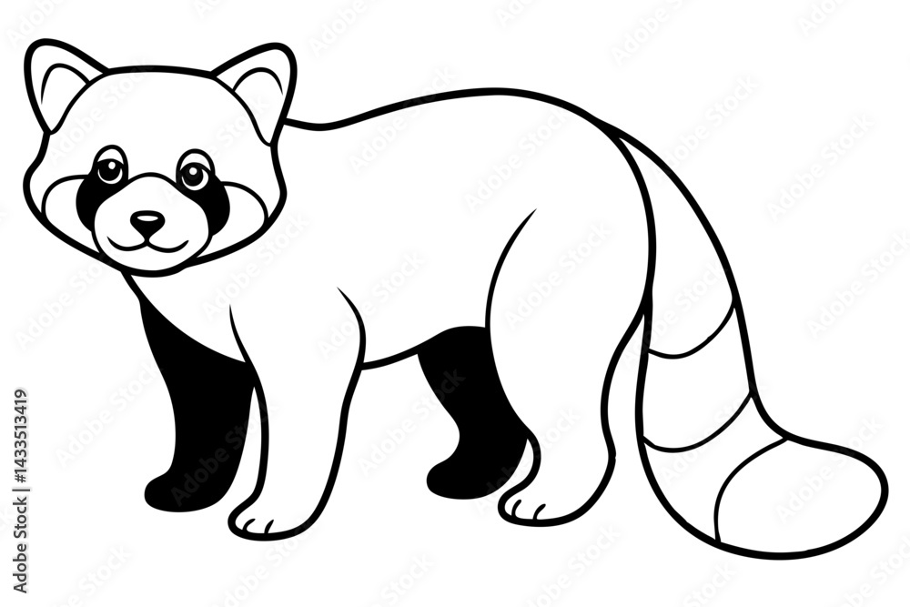 Simple Red Panda Line Drawing Simple Red Panda Line Drawing