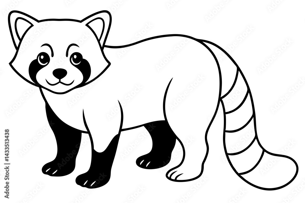 Naklejka premium Simple Red Panda Line Drawing