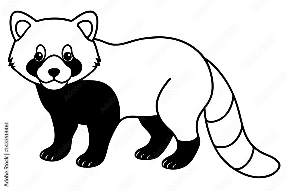 Fototapeta premium Simple Red Panda Line Drawing