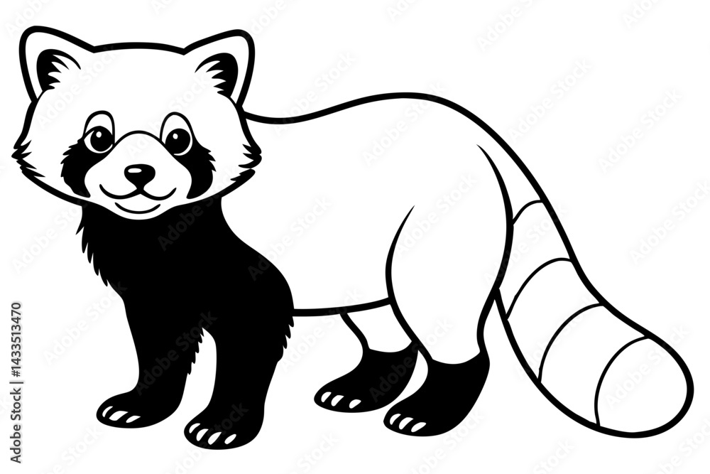 Fototapeta premium Simple Red Panda Line Drawing