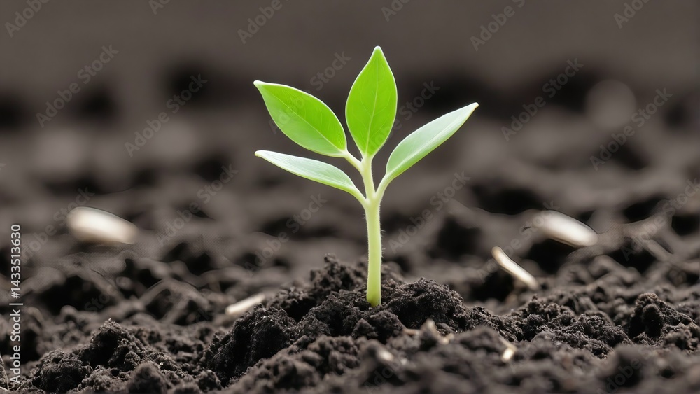 A little plant sprouting from soil A little plant sprouting from soil