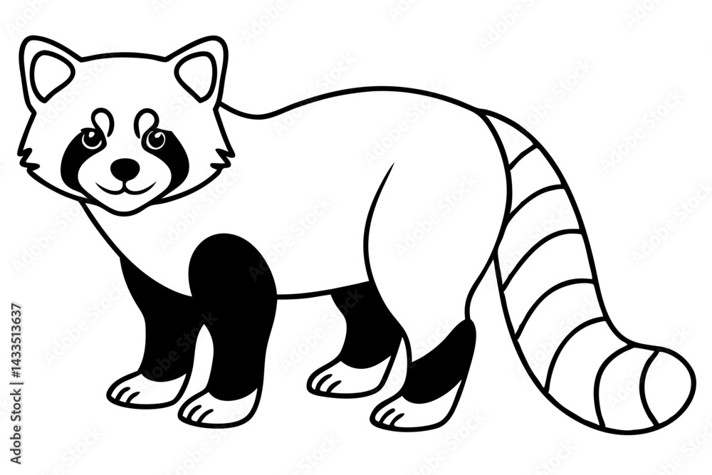 Fototapeta premium Simple Red Panda Line Drawing