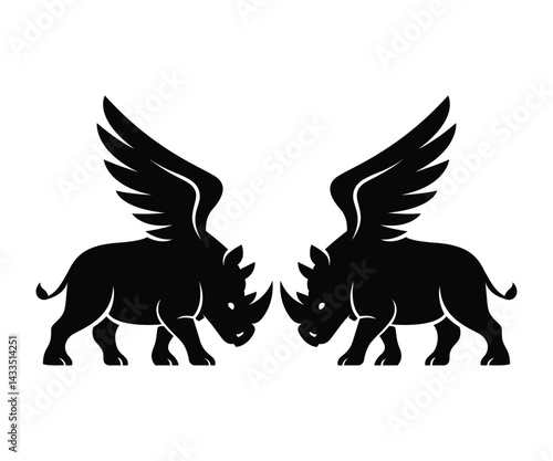 Winged rhino vector