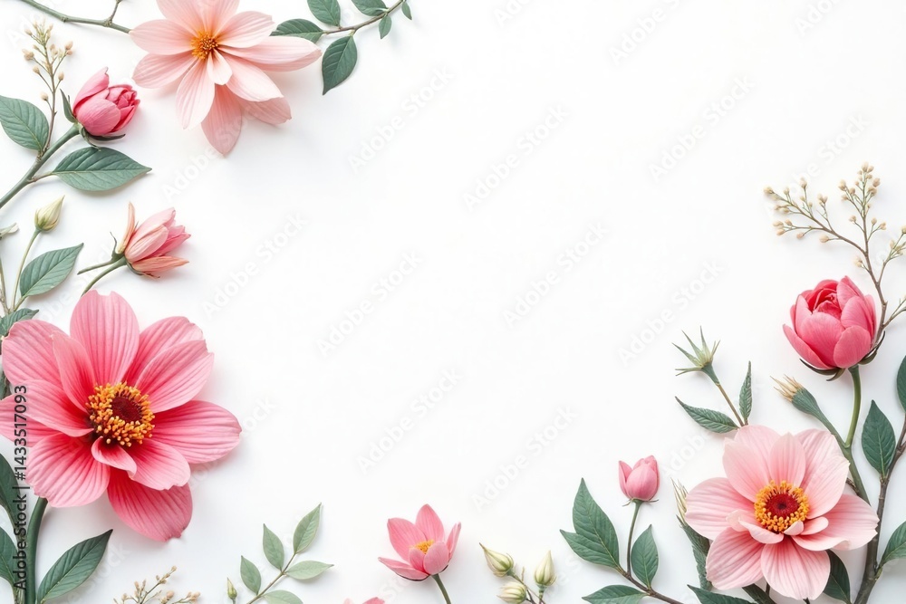 Delicate small-scale floral print on white background, summer, simple Delicate small-scale floral print on white background, summer, simple