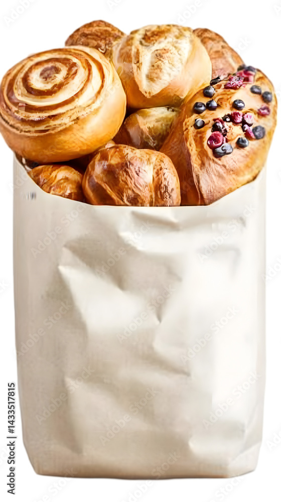 Assortment of Baked Goods in Paper Bag Freshly Baked Illustration