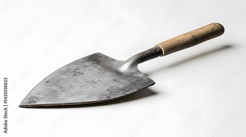 Worn Trowel with White Background.