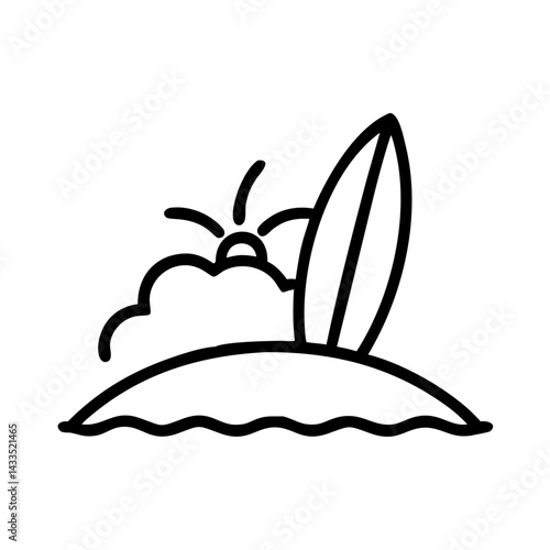 Surfboard on Beach Icon Design