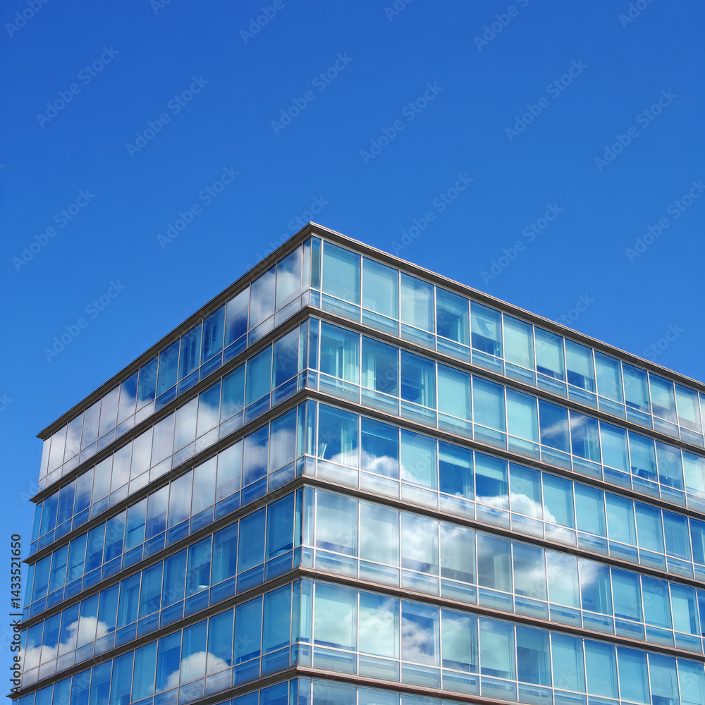 Modern Glass Office Building Reflecting Clouds Under Clear Blue Sky – Symbol of Transparency, Innovation and Urban Architecture Modern Glass Office Building Reflecting Clouds Under Clear Blue Sky – Symbol of Transparency, Innovation and Urban Architecture