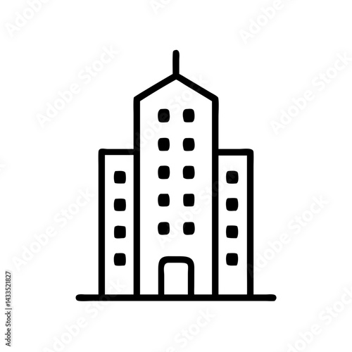 Tall Building Hotel Exterior Icon Design