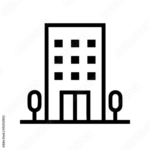 Tall Building Hotel Exterior Icon Design