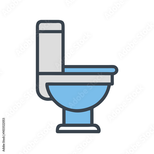 Toilet with Flush Tank Icon Design