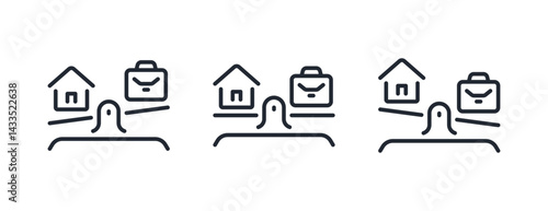 Life work balance editable stroke outline icons set isolated on transparent background flat vector illustration. Pixel perfect.