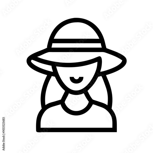 Woman Wearing Sun Hat Icon Design
