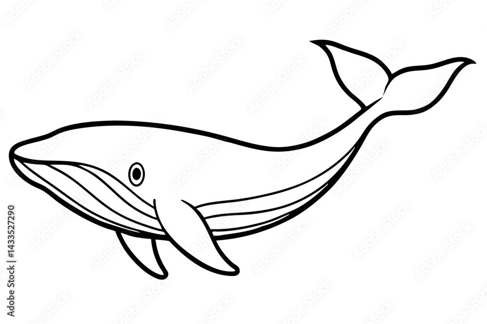 Obraz premium Simple Whale Sketch Vector