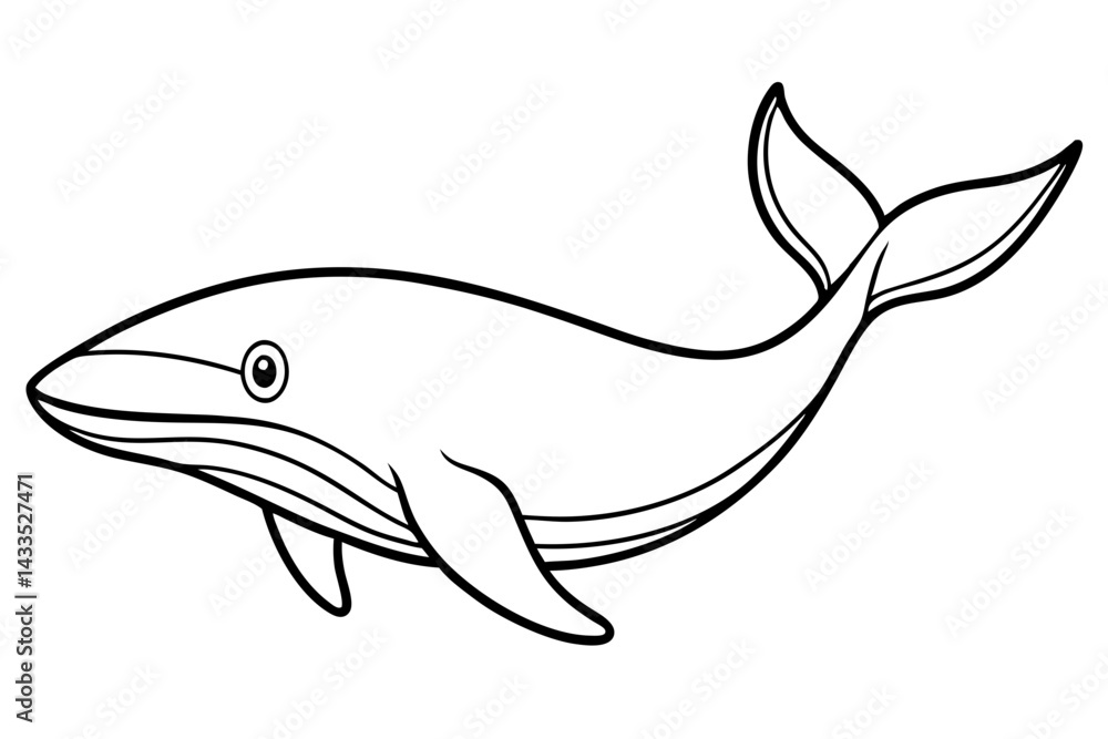 Obraz premium Simple Whale Sketch Vector