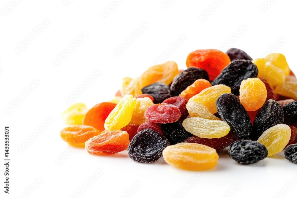 Dried fruits on white background. AI generated illustration. Dried fruits on white background. AI generated illustration.