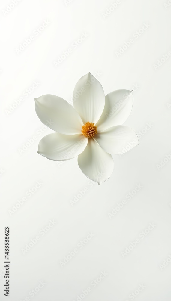 Obraz premium Elegant white magnolia blossom isolated on white background, peaceful, fragrant