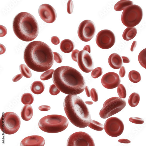 red blood cells isolated on white