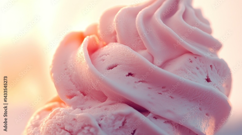 Close up image of a pink swirled whipped dessert treat Close up image of a pink swirled whipped dessert treat