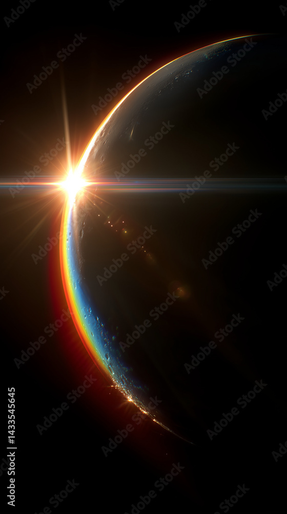 Obraz premium Sunlight Piercing Earth's Horizon with Lens Flare