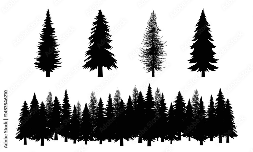 Obraz premium vector silhouettes of pine trees