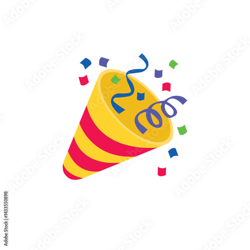 Party popper confetti joy festive birthday celebration emoji vector symbol sign icon illusration
