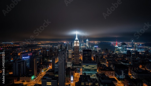 Wallpaper Mural Cityscape at night. Illuminated skyscrapers Torontodigital.ca