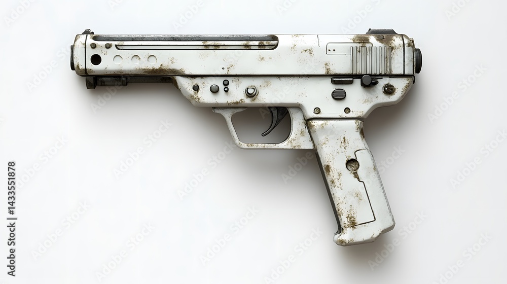 Dirty White Pistol with Studio Shot.